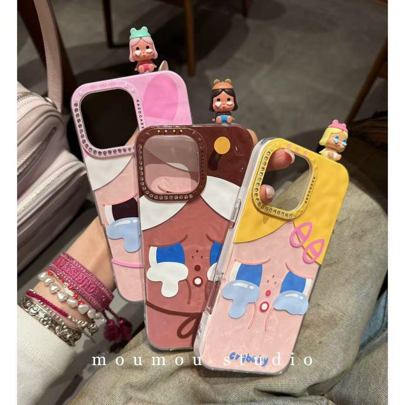 iPhone16promax Apple 15 携帯電話ケース 14 立体 13 に適した輝くダイヤモンドレンズフレームのかわいい泣いている赤ちゃんの表情|undefined