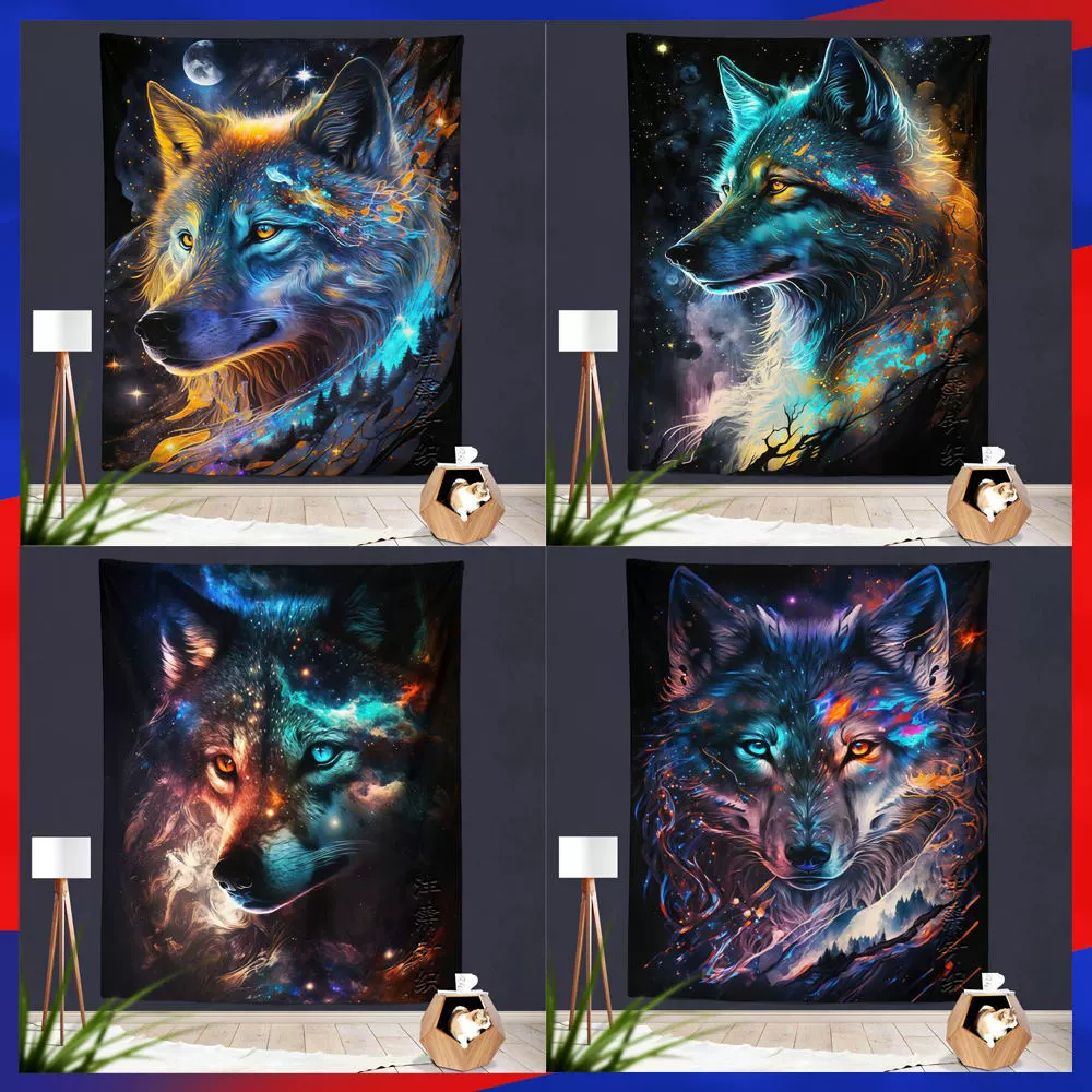 Окрашенная звезда волк гобелен Спальня Гостиная Кабинет декоративный гобелен трансграничный горячий продавать фон настенная ткань