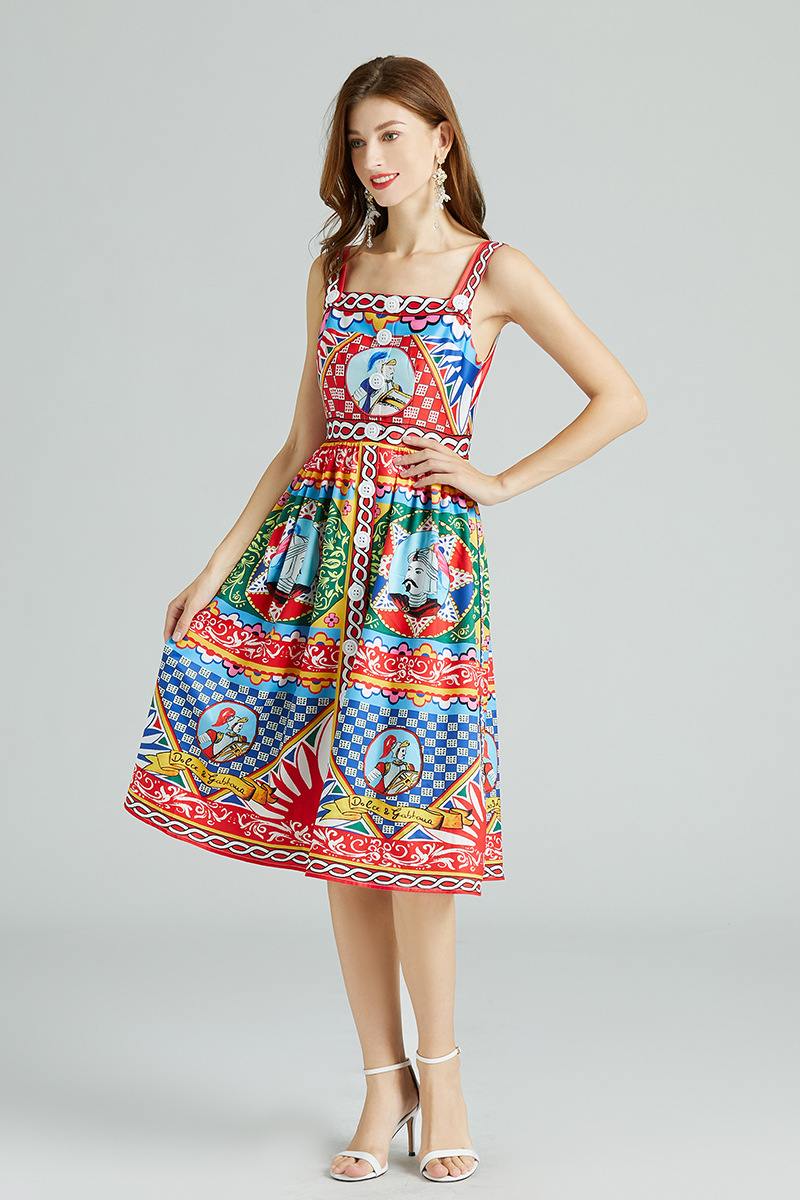 Women's A-Line Skirt Regular Dress Vacation Collarless Sleeveless Printing Midi Dress Casual Daily display picture 5