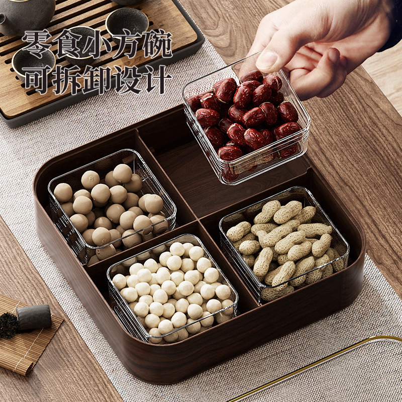 果物皿家庭用リビングルームのお茶皿のキャンディー箱のドライフルーツ箱の多層は、分格スナック収納箱を重ねることができます。|undefined