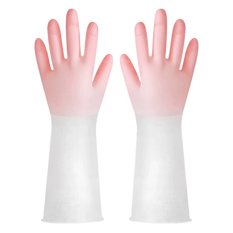 Белые прозрачные двухцветные посуду для стирки Градиентные сказочные перчатки Стирка одежды Водонепроницаемая Бытовая стирка Прочная Резина Четыре сезона