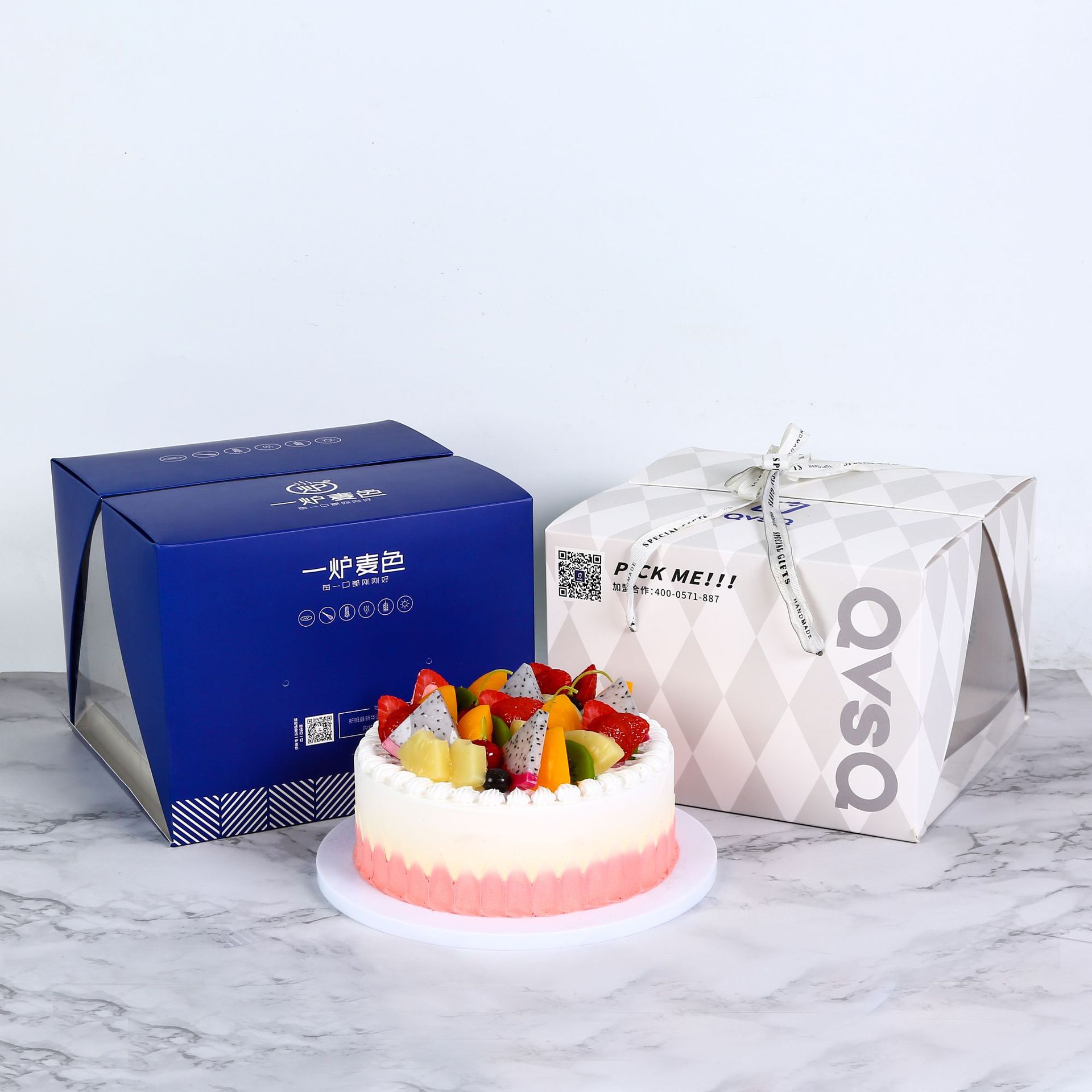 Caja de pastel portátil transparente de alta calidad personalizada 6 pulgadas 8 pulgadas más alta 3 en 1 horneado ventana caja de pastel de cumpleaños