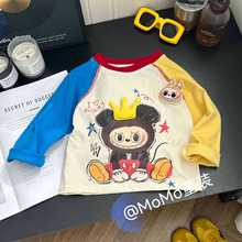 2025秋装新款长袖T恤韩版儿童洋气卡通玩偶时髦纯棉上衣t长袖打底