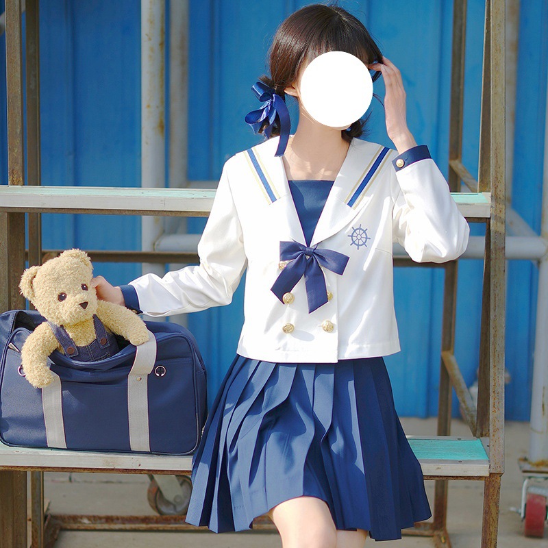 尾货清仓正版航海少女水手服低价代售日系学院风船舵刺绣JK制服女