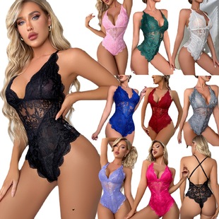 Wish Amazon cross-border supply Europe and the United States sexy lace bottoming hollow sexy underwear jumpsuit women