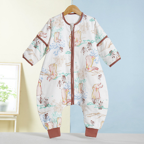 Love poem water summer and autumn gauze baby sleeping bag, bamboo cotton antibacterial split leg children's sleeping bag, air-conditioned room baby kick-proof blanket