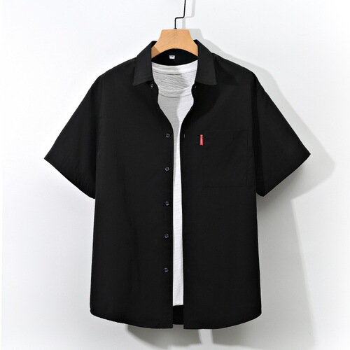 Men's Short Sleeve Shirts with Japanese Youth Style, Cross-border Pure Color Simple Loose Oversized Youth Blouses, Wholesale for Men