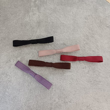 原创简约成人学生边夹一字型黑色蝴蝶结边夹刘海夹发夹6cm鸭嘴夹