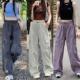 2024 Summer New American Style Covers Women's High Waist Drawstring Pants Shows Sagging Skinty Wide Leg Pants