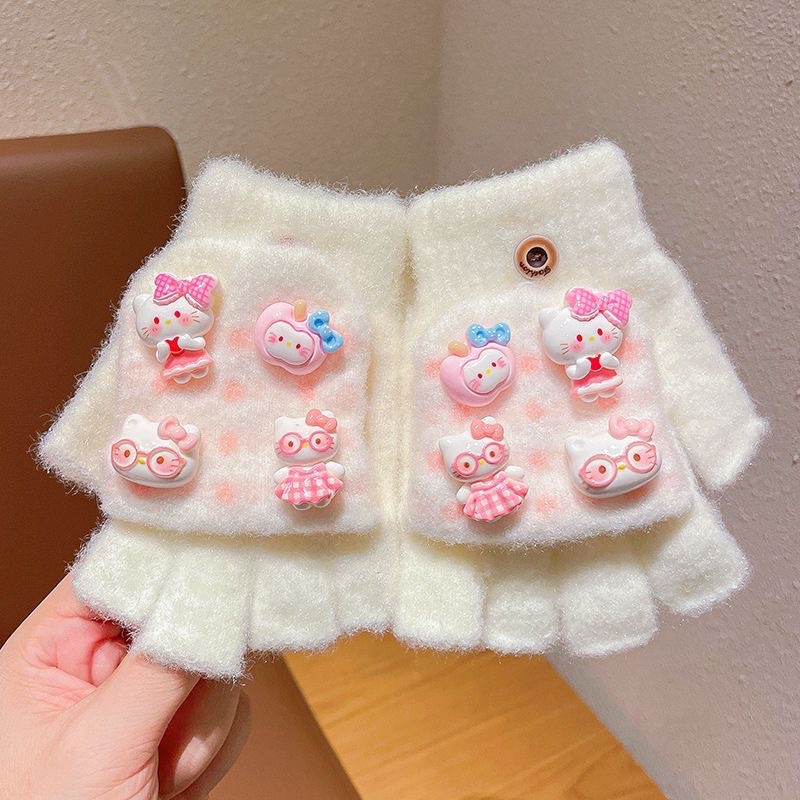 Hello kitty, beige gloves, 3-12 years