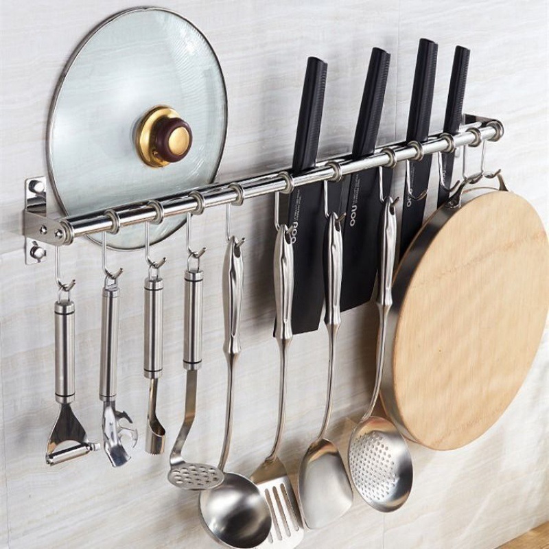 Stainless steel Punch holes kitchen Hook rack Suspender Wall mounted multi-function Kitchenware Supplies Shelf On behalf of