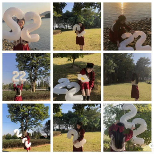 Douyin aluminum foil balloon 40-inch American version milky white digital balloon birthday party layout floating aluminum film balloon