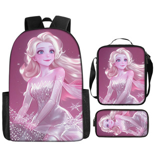 1688 Hot Selling Student School Bag Frozen Children's School Bag Three-Piece Set Kindergarten