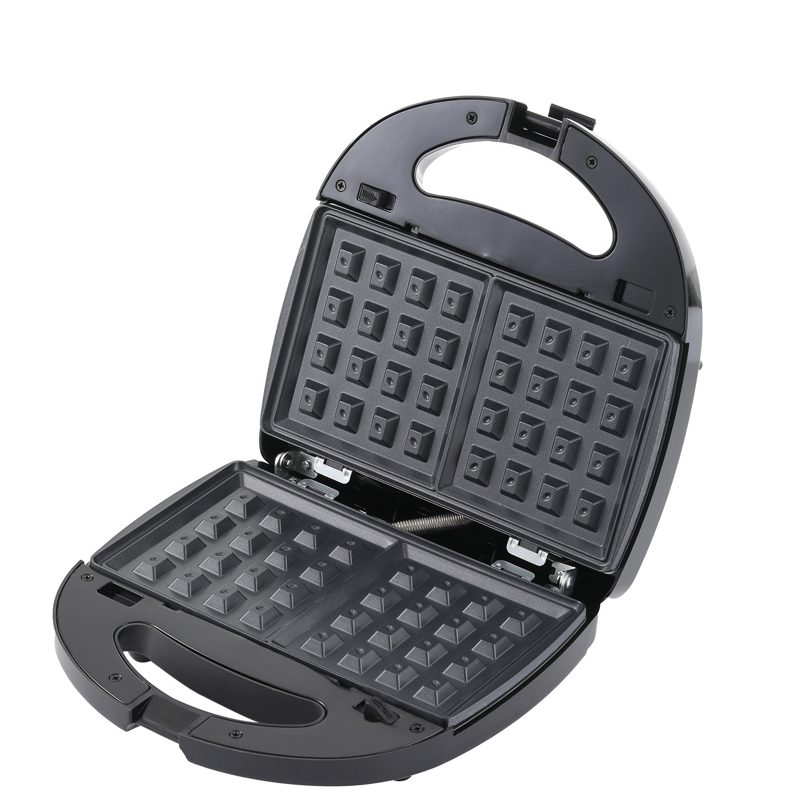 110V máquina de tres platos estándar estadounidense, bandeja para hornear eléctrica, máquina de pastel Madeleine, máquina de desayuno, máquina de waffle seis en uno, máquina de donas