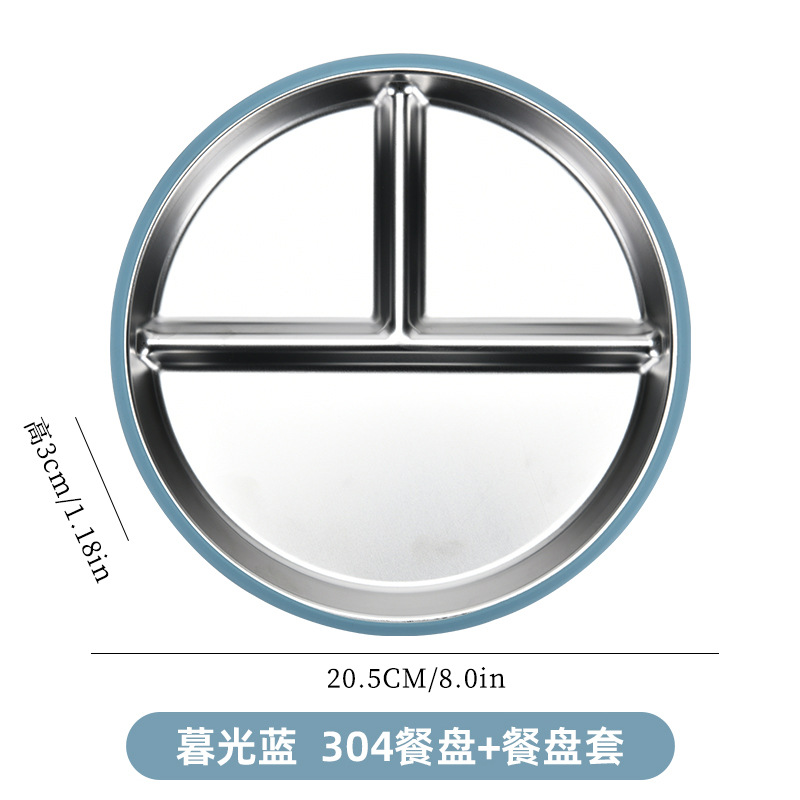 Platos de acero inoxidable con ventosa, silicona antideslizante, aislamiento térmico, niños