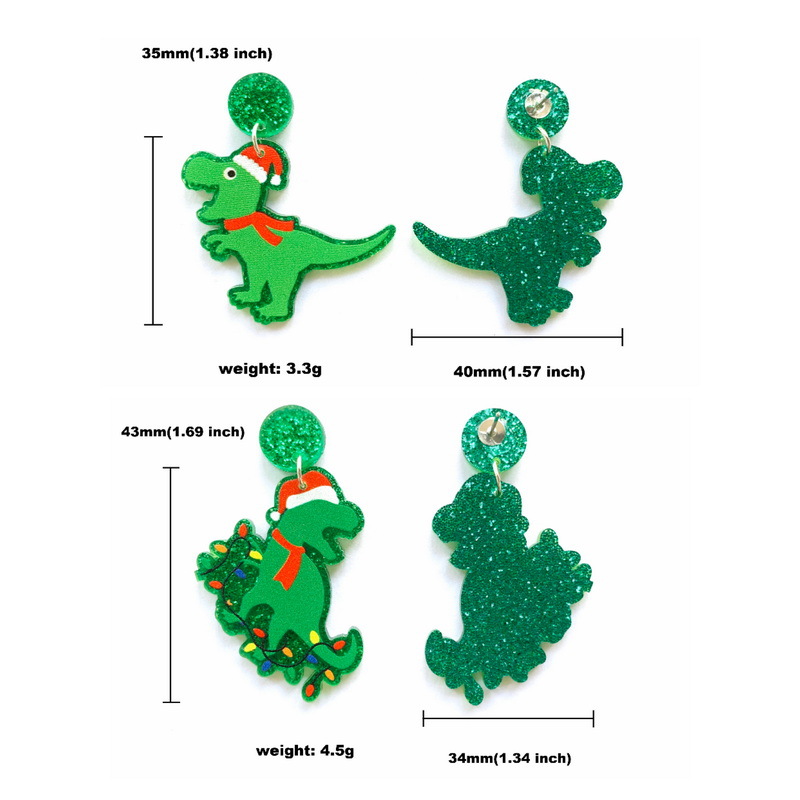 Christmas Festival Cartoon Style Dinosaur Arylic Women's Drop Earrings 1 Pair
