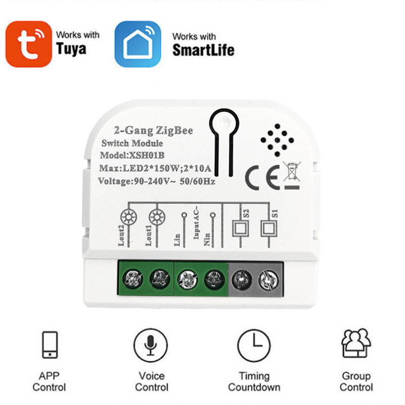 zigbee通断器模块智能开关zigbee开关2路开关TUYA智能APP开关模块