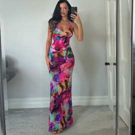 欧美包性感女装臀挂露背新款修身透视脖连衣裙风时尚夏季INS