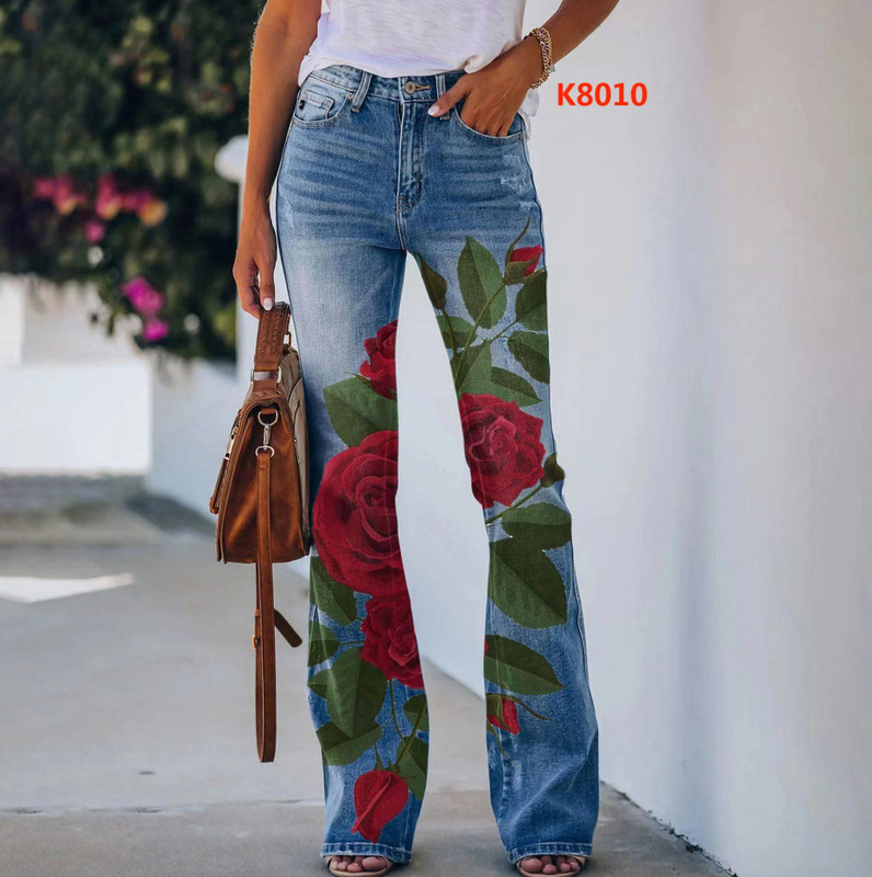 2026 Independent Site Aliexpress Women's Faux Denim Jeans European and American Plus Size Fashion Casual Pants Thin Denim Jeans