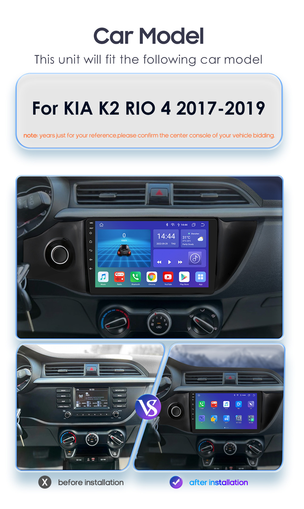 Cross-Border Product 9inch Is Suitable for 17-19 Kia K2 Car Mp5 Radio Multimedia Gps Android Navigation