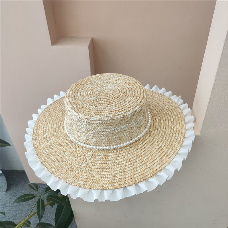 Women's Roman Style Solid Color Pearl Straw Hat display picture 4