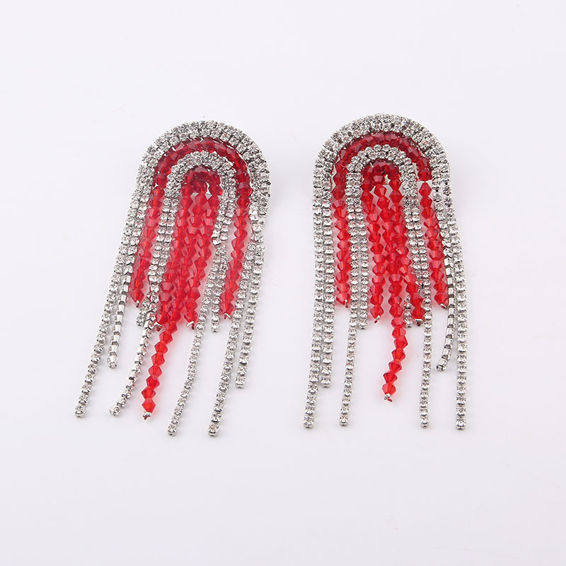 Baroque Style Full Diamond Tassel Crystal Long Earrings display picture 1