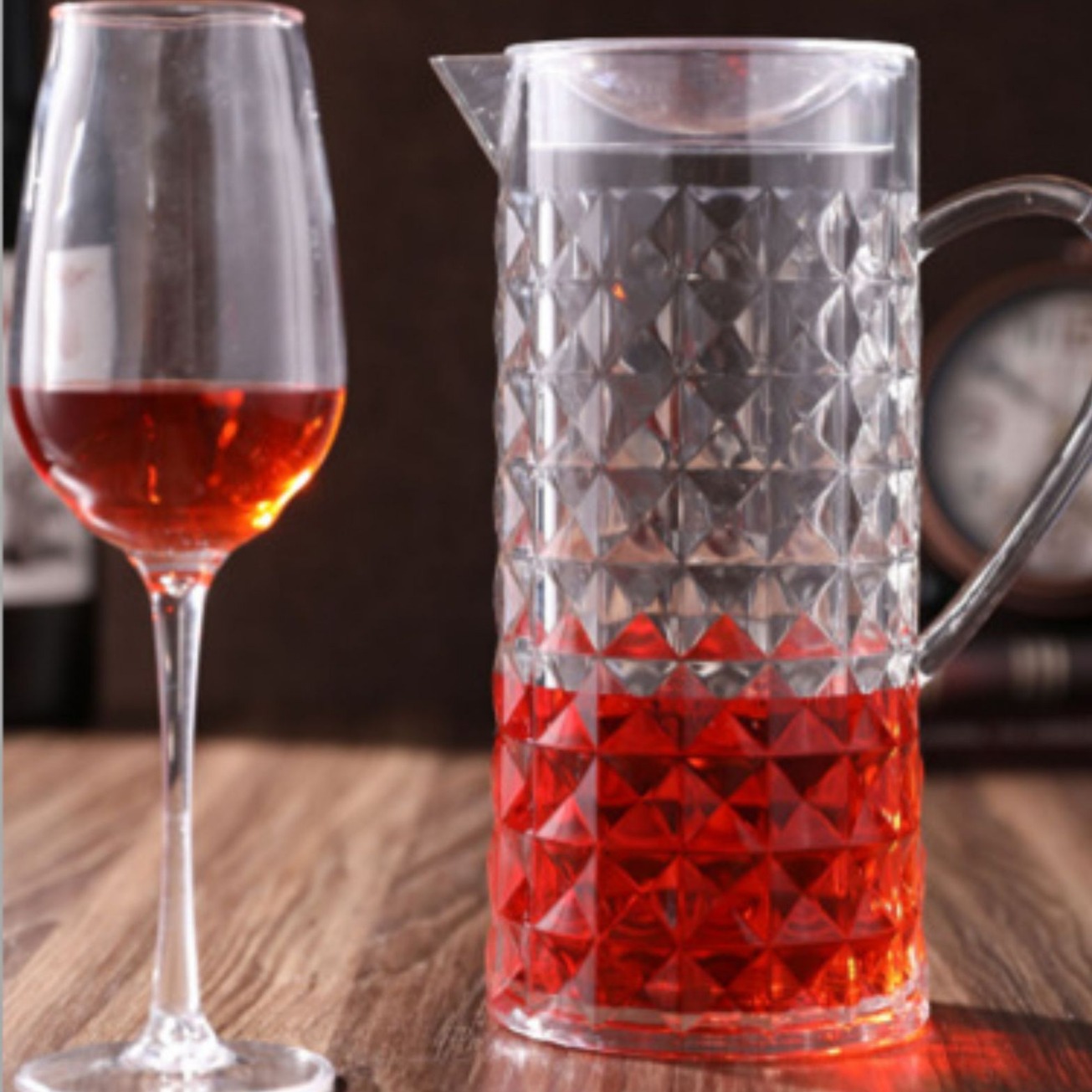 带盖PC凉水壶亚克力冷水壶带盖扎啤壶塑料水壶透明扎壶果汁壶冷泡