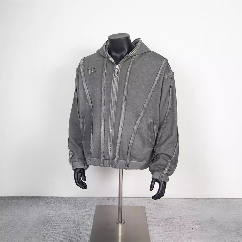 No Sleep Beauty Trendy THUG CLUB Zipper Hooded Cardigan Sweater Masked Ninja Short Trendy Brand Coat Street Style