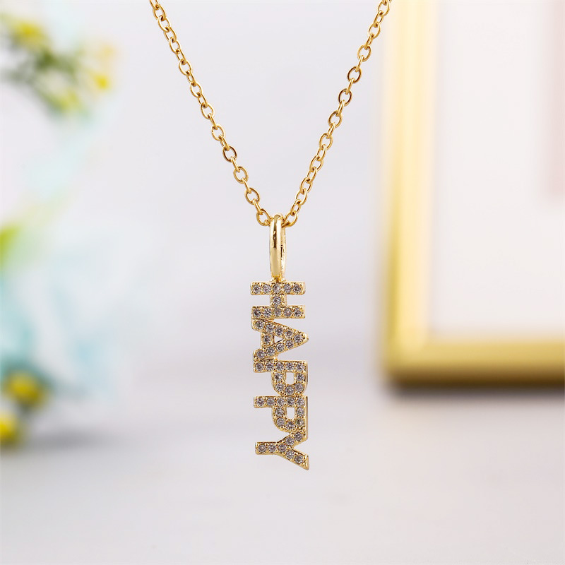 Collier De Lettre Happy En Cuivre Incrusté De Cuivre Simple En Gros Nihaojewelry display picture 3