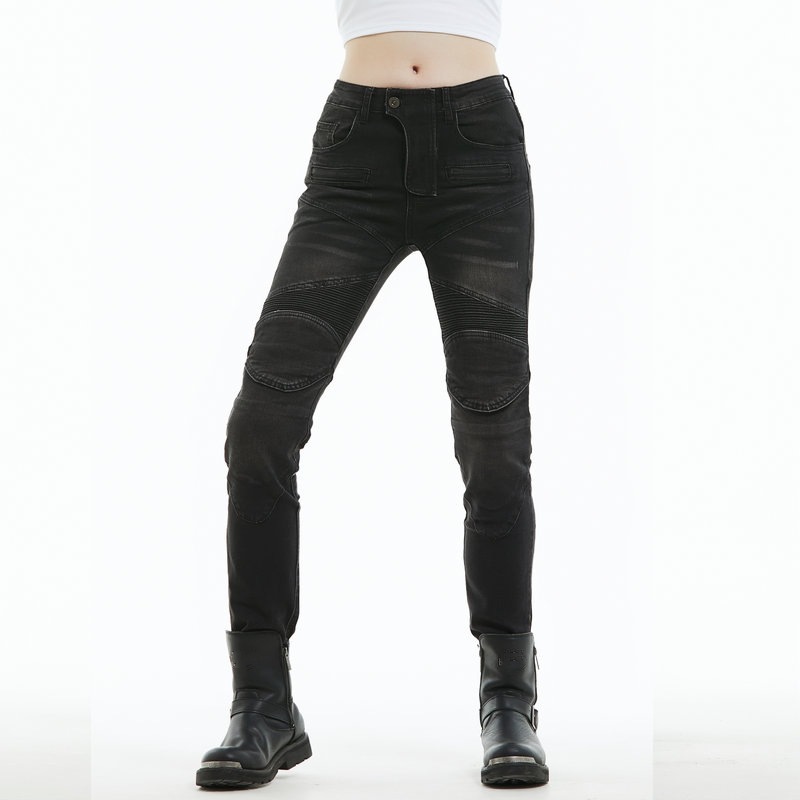 Volero motocicleta jeans de mujer Knight SLIM-Fit stretch angustiado motocicleta jeans montar pantalones anti-caída