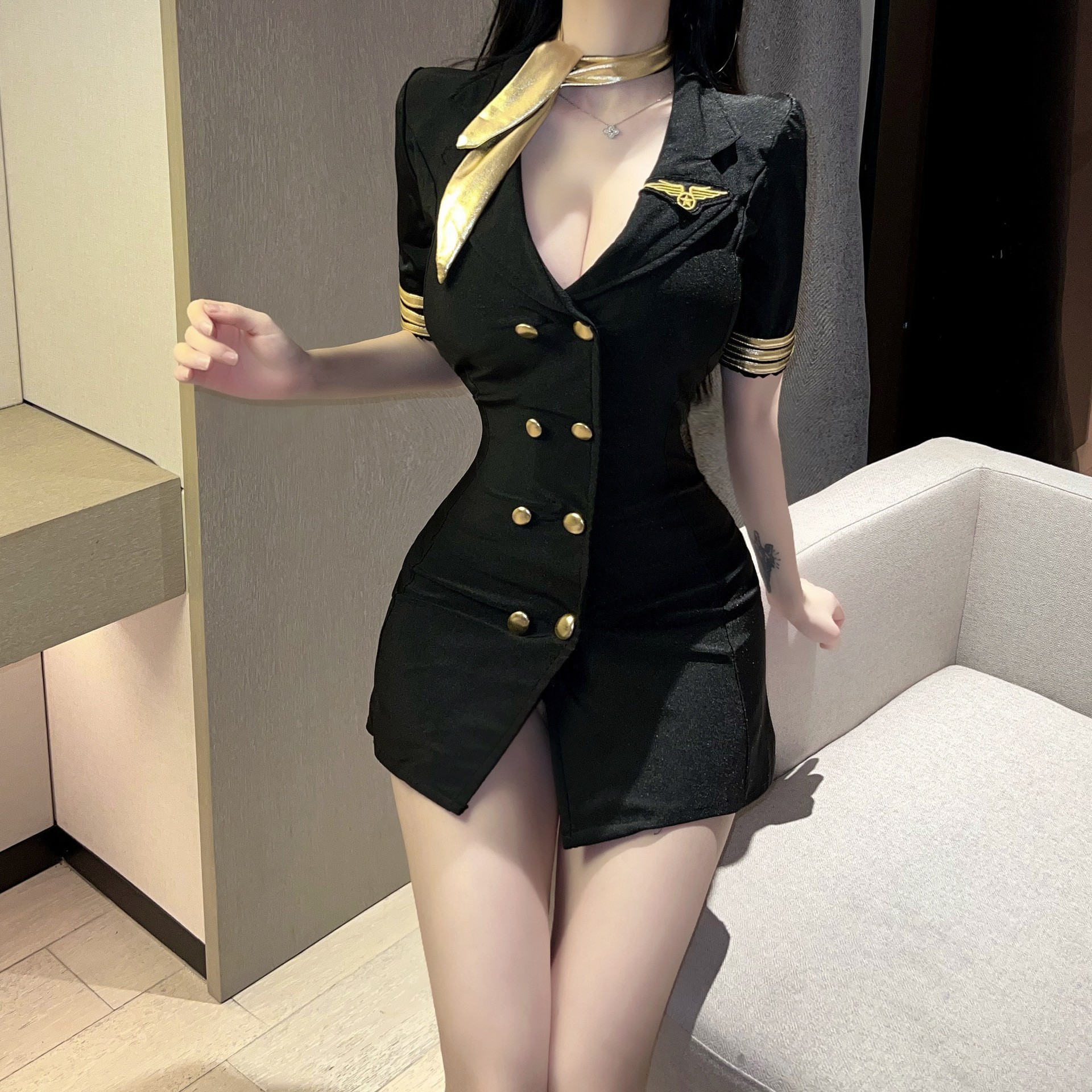 Sexy Lingerie Female Sexy Handsome Stewardess Uniform Temptation Couples Adult Student Nightclub Stage Performance Clothing 078