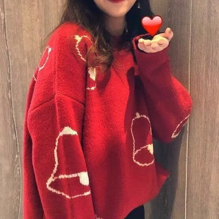 American Autumn and Winter Retro Lazy Style Bestie Knitwear Versatile Loose Cute Foreign Style Round Neck Knitwear Top for Women