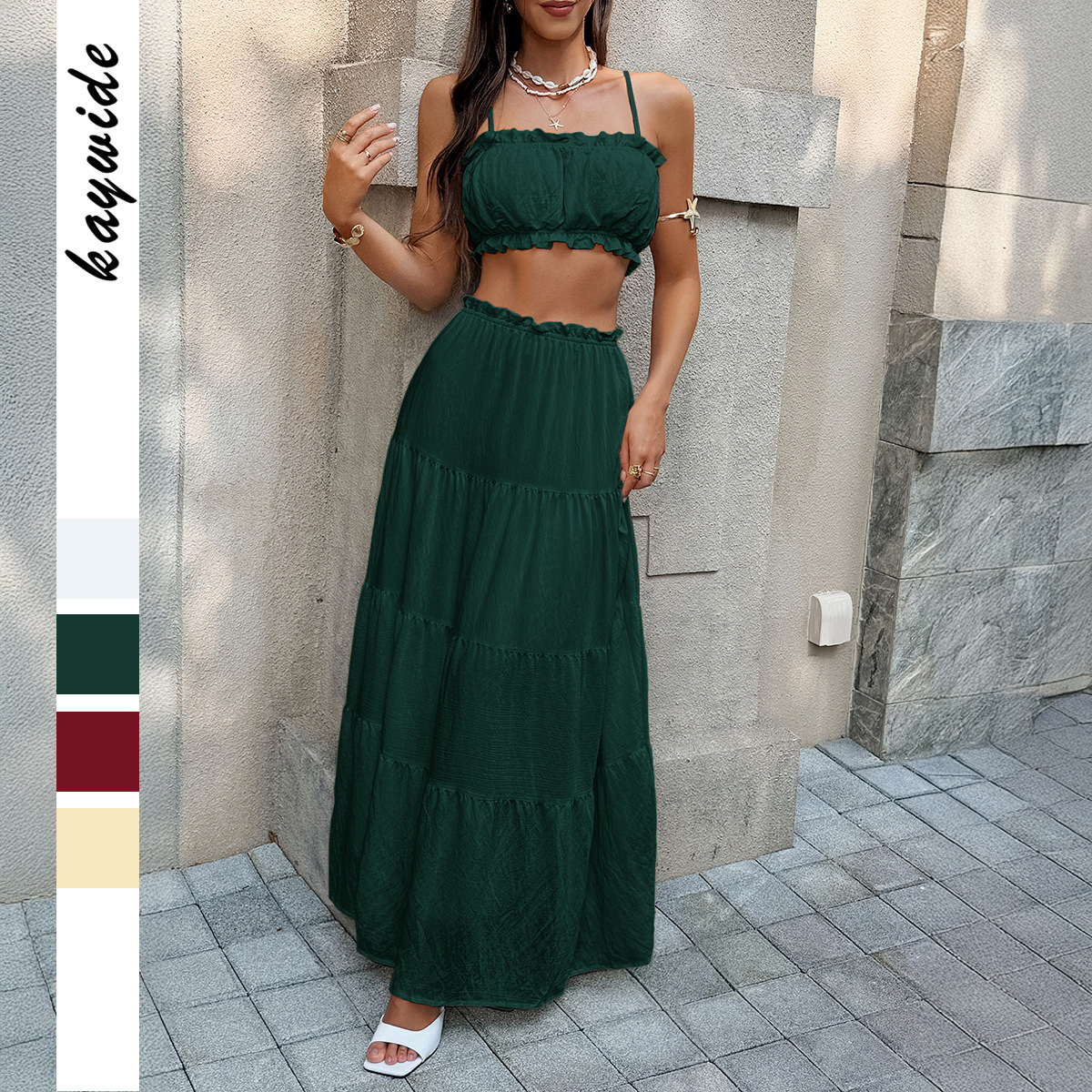 Women's Clothing Elegant European And American Style Strapless Dress Set For Women Spring Summer Vacation Fashion_ecoleips.com