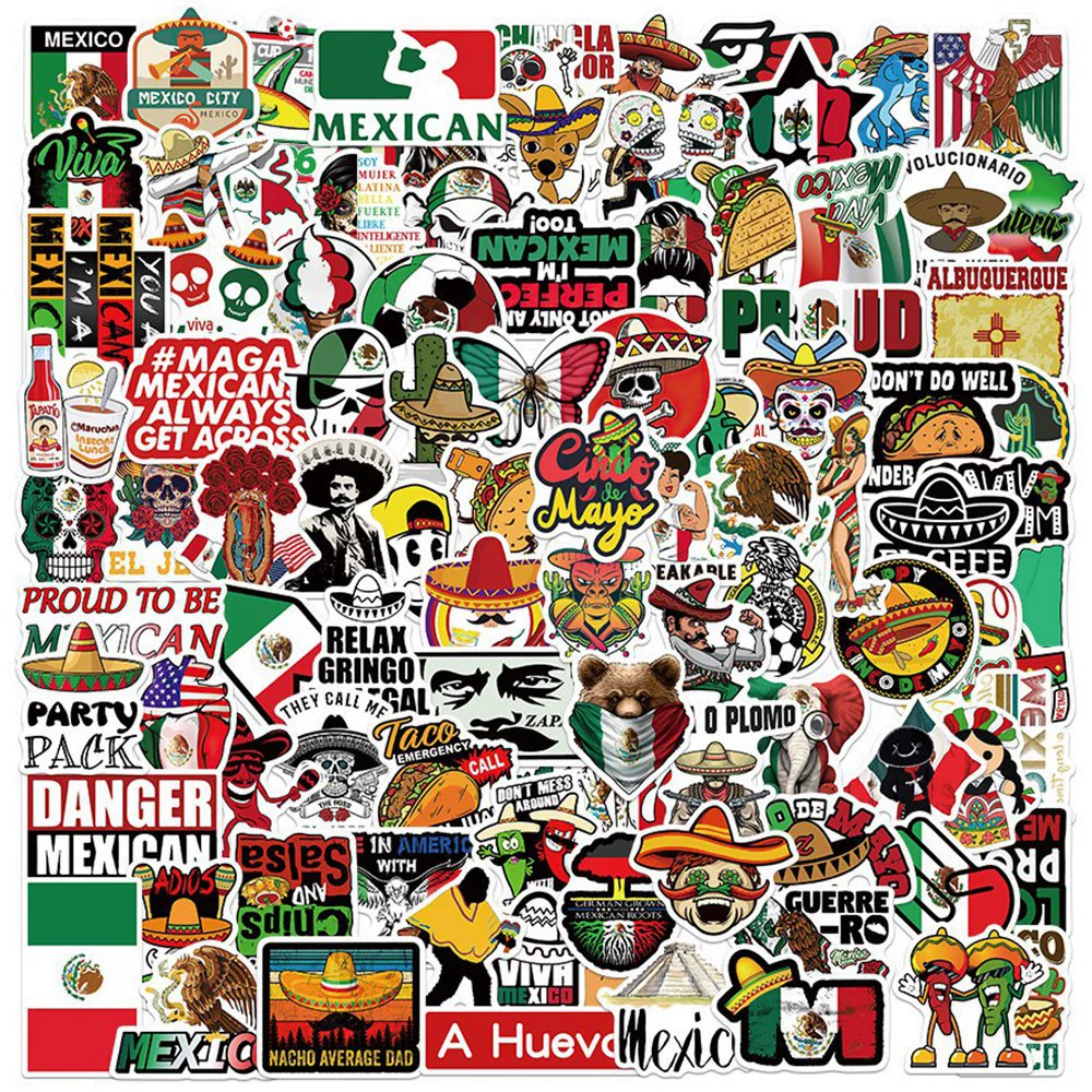 100 штук мексиканского народного стиля наклейки граффити багаж чемодан блокнот чашка воды Мультяшные наклейки