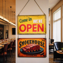 烧烤店烤肉店挂牌美式铁制装饰门牌创意家居营业牌壁饰可日晒雨淋