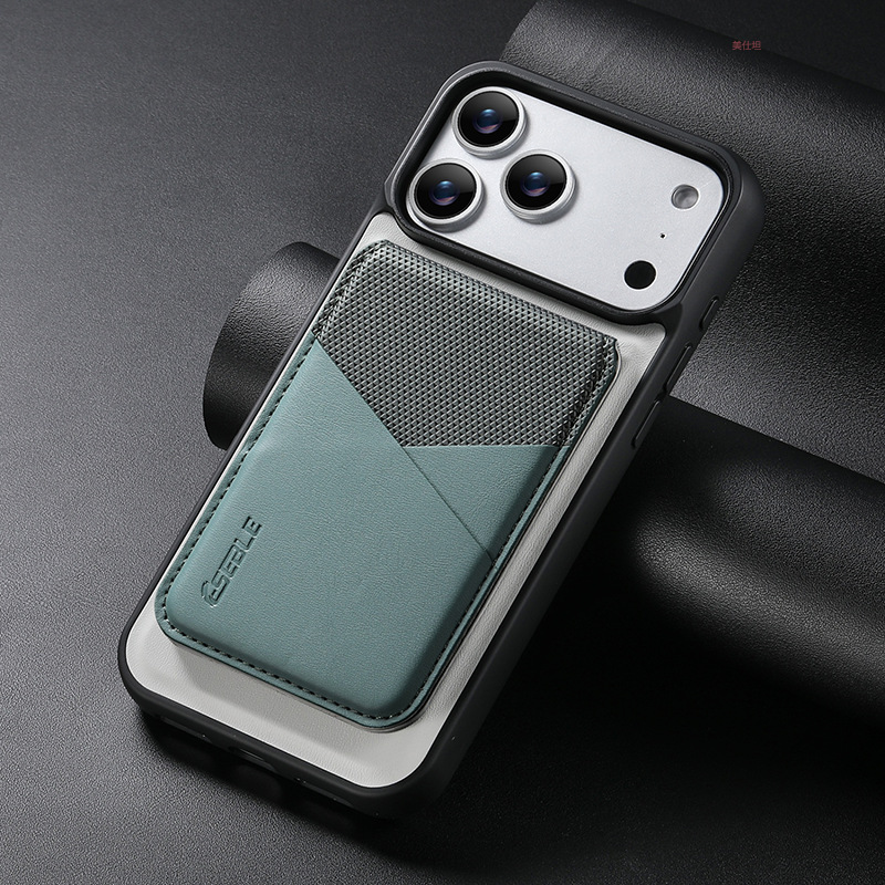 Ốp lưng iPhone da PU cao cấp có khe thẻ từ tính chống sốc — 【Bìa đen kèm đế từ】, 【Bìa xám kèm đế từ】, 【Bìa trắng kèm xanh】, 【Bìa trắng kèm tím】 chi tiết 12