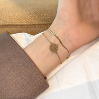 Fashion Heart Shape Copper Beaded Zircon Bracelets 1 Piece