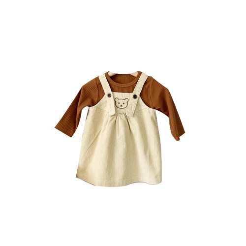 New style 0-3 year old girls suspender skirt suit Korean style baby girl long sleeve skirt Western style two-piece girl dress