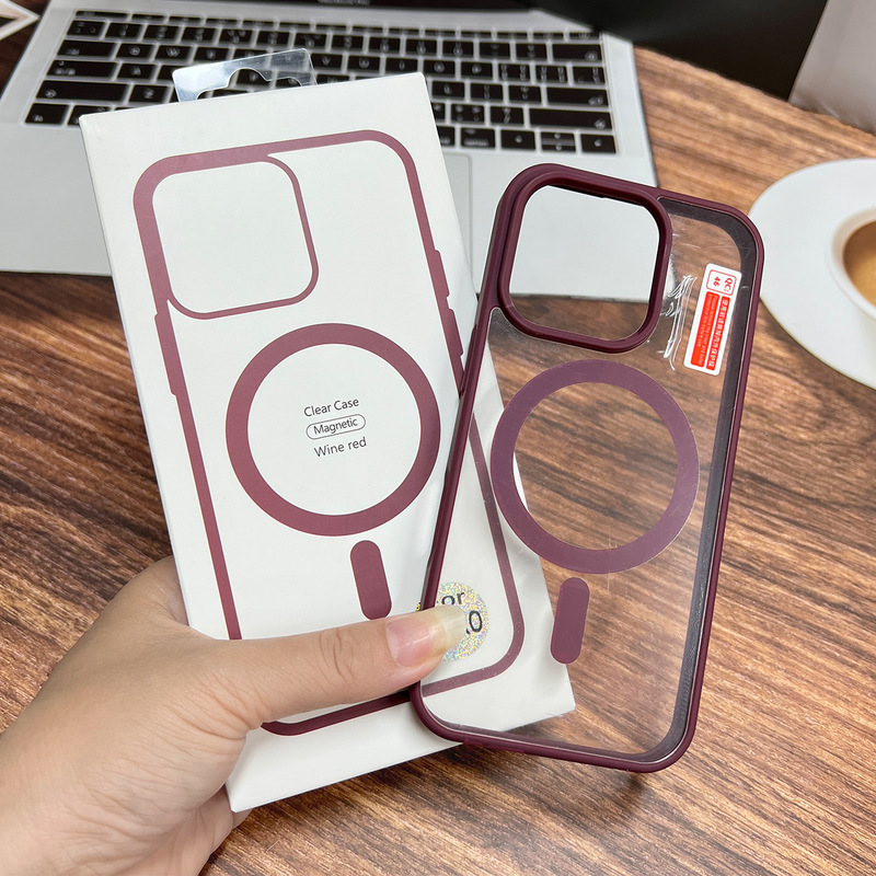 肤感磁吸壳适用iPhone17手机壳亚克力iphone16防摔15硬壳软边批发|undefined