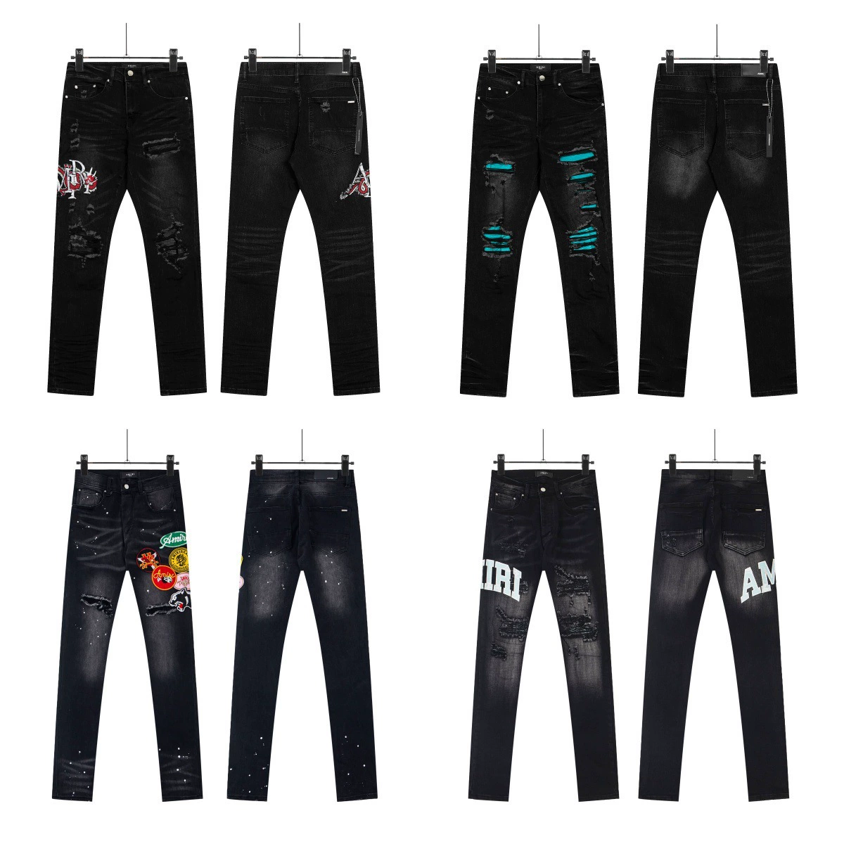 26 кросс-бордер американский бренд Gallery Dept handmade splash-ink letters distressed jeans для мужчин и женщин, высокие городские штаны