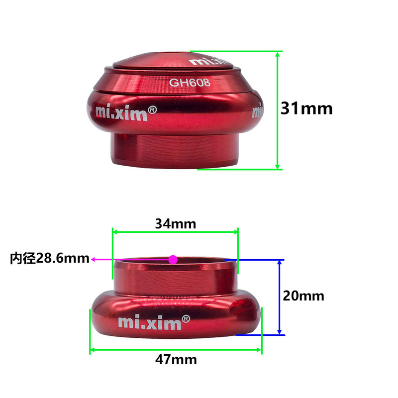 Mi.Xim Fixed Gear Bike, Bmx, Road Bike, Scooter Bearing, 34mm External Headset, Front Headset
