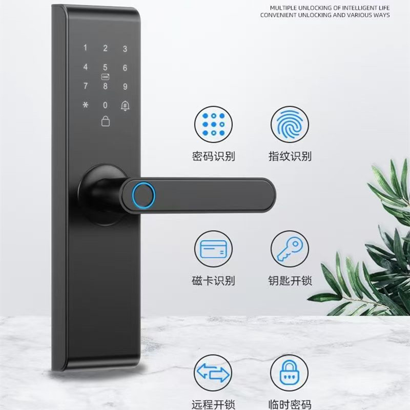 Cerradura Electrónica de Huella Dactilar WiFi Tuya de Aleación de Aluminio con Contraseña para Puerta Interior y Oficina