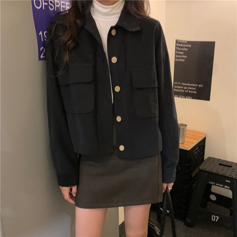 长袖工装外套女薄款春装新款韩版学生休闲夹克宽松百搭短款上衣|undefined