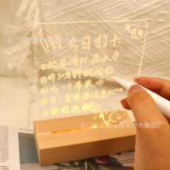 レーザー彫刻ins透明発光小夜灯アクリルメモ板ランプホルダー