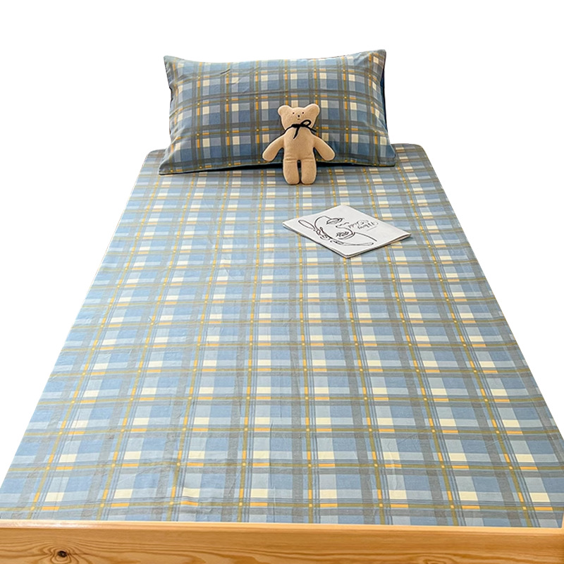 Juego de Sábanas de Algodón para Dormitorio Estudiantil, Protector de Colchón de Algodón Puro Nuevo 2024, Juego de Tres Piezas, Cubrecama