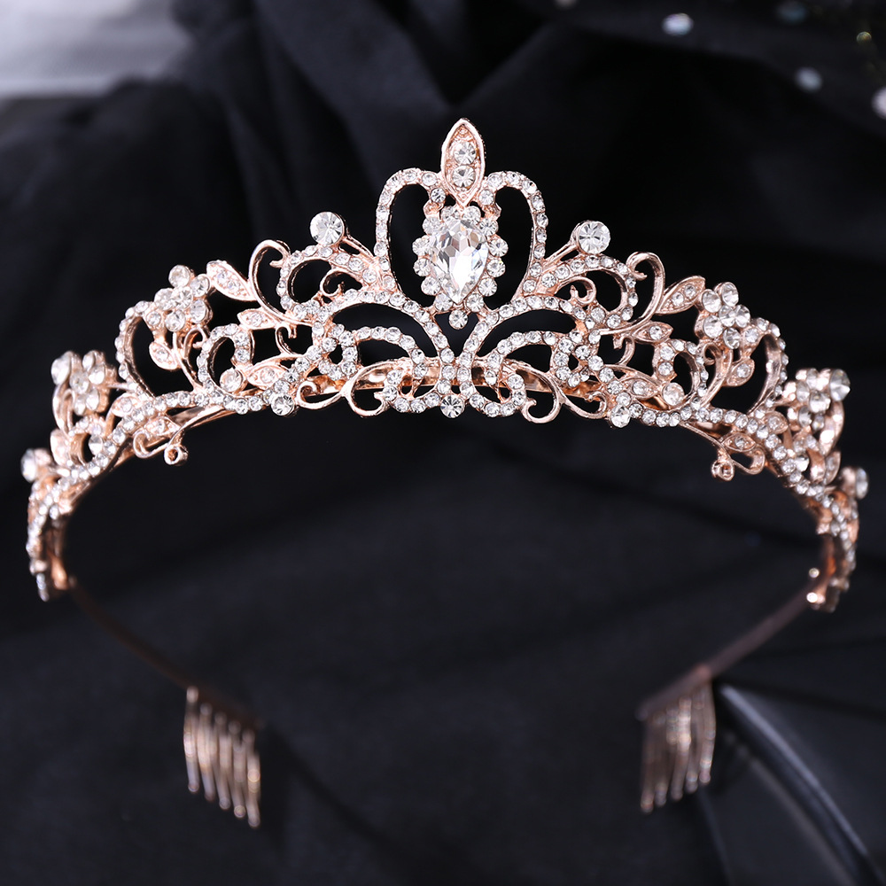 Fashion Flower Alloy Inlay Rhinestones Crown 1 Piece display picture 3