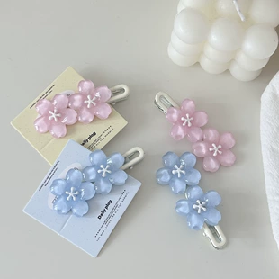 Hair Clip (Brand) cute hairgrip, flower design, jelly finish, double blossom, 6 cm