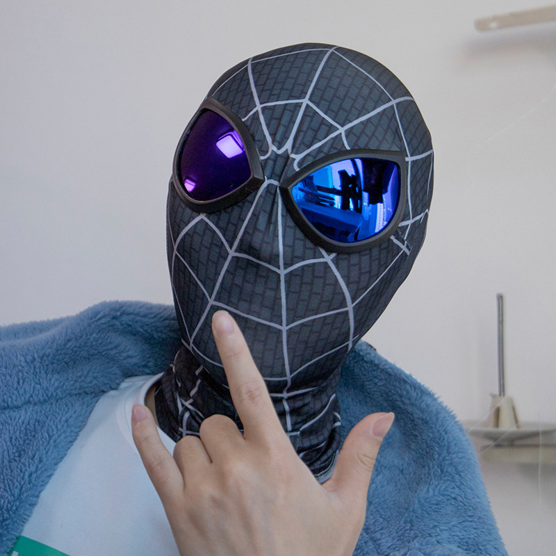 3鋼鉄のスパイダーマンの連体のマイルズのマスクの服装のcos英雄の遠征の頭のカバーのマスクは目のマスクを責めます。|undefined