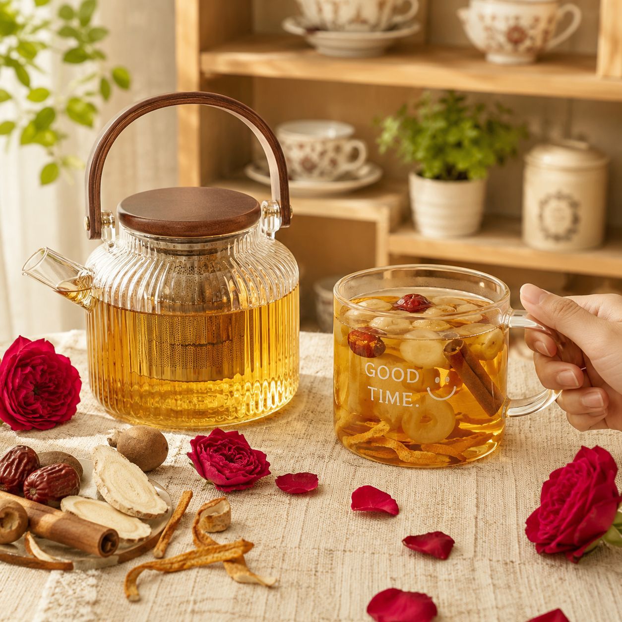 Longan Hawthorn Cinnamon Herbal Tea Gui Yuan Shan Zha Rou Gui Cha 330g Wellness Flower Tea Blend preparation