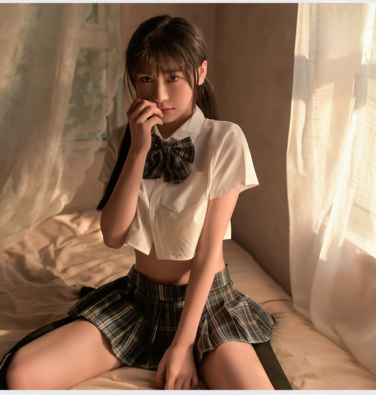 Yiyue Sexy Unterwäsche Studentenkleid Sexy jk Uniform Versuchung Heißer Faltenrock Rollenspiel-Set 8199_voghion.com